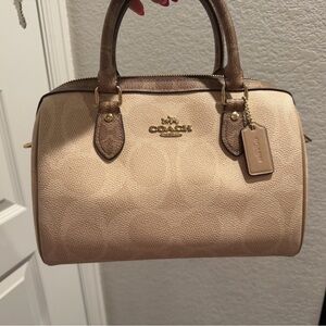 Coach Gold and Tan Leather Rowan Satchel